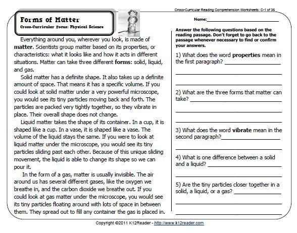 Reading Worksheets For Th Grade Printable