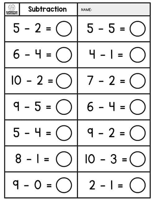 Subtraction Worksheets For Kindergarten Worksheets Master