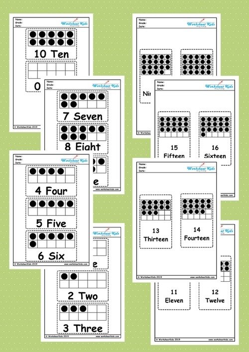 Ten Frames Printable Template Worksheets For Kindergarten And Dot