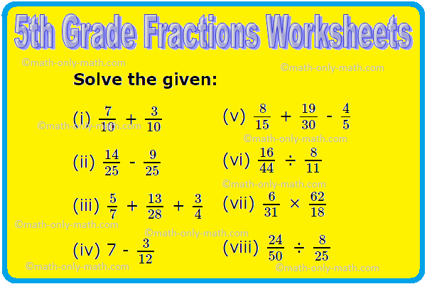 Th Grade Fractions Worksheets
