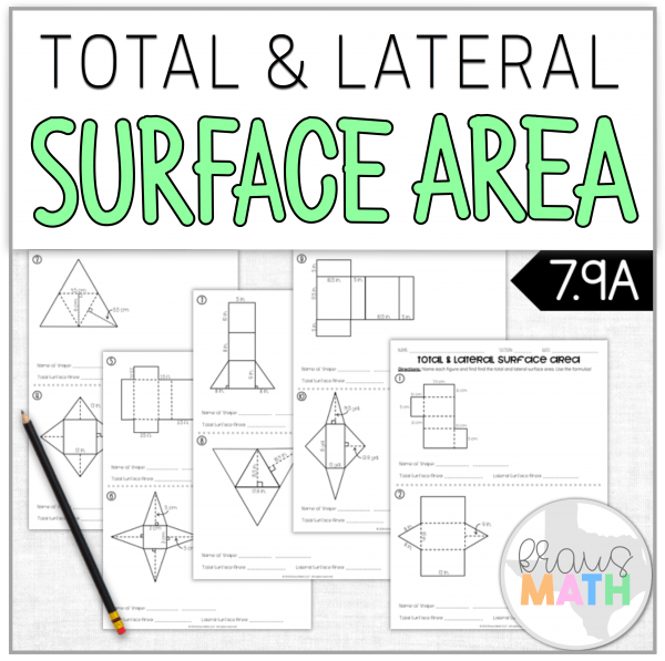 Total   Lateral Surface Area Worksheet Teks D