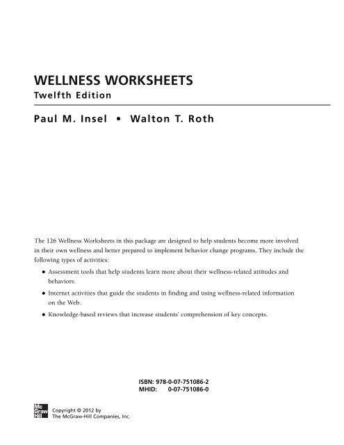 Wellness Worksheets Twelfth Edition Paul