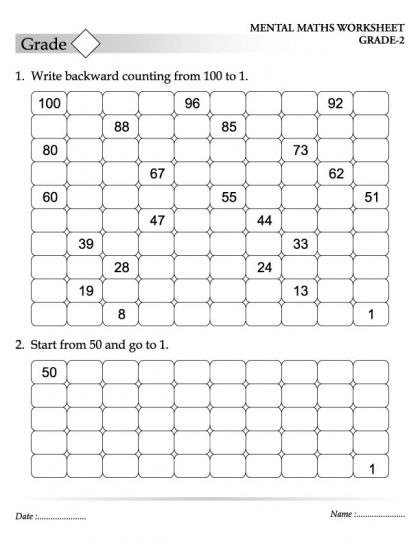 Write Backward Counting From  To