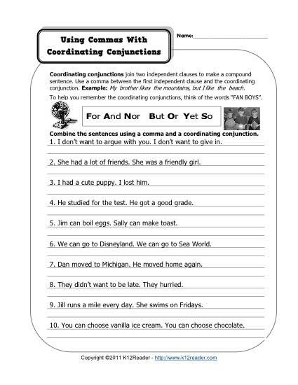 Commas And Coordinating Conjunctions