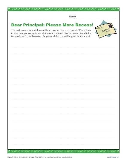 Dear Principal Please More Recess