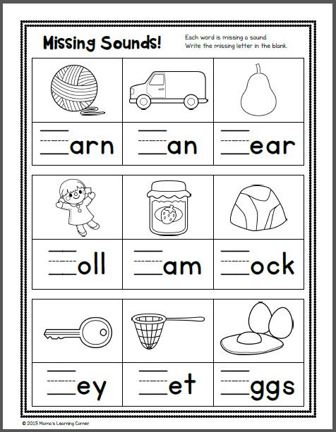 Free Kindergarten Phonics Worksheets Lending Words Letter
