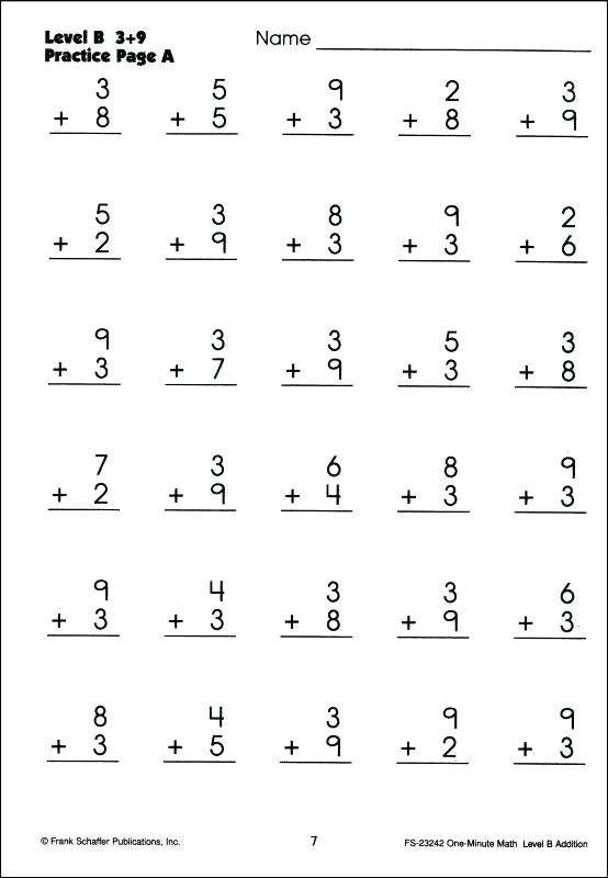 Free Minute Math Worksheets