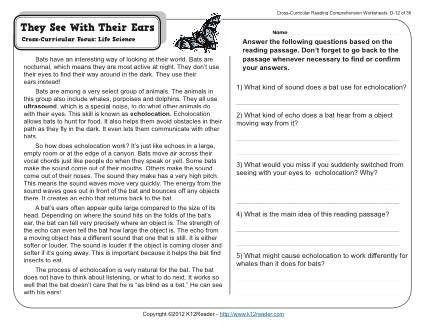 Free Worksheets For Th Grade Reading Comprehension