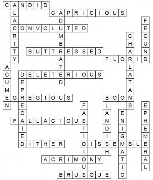Fun Sat Vocabulary Review Crossword Puzzle