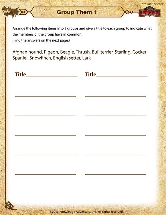 Group Them View Free Th Grade Science Worksheet Sod Worksheets