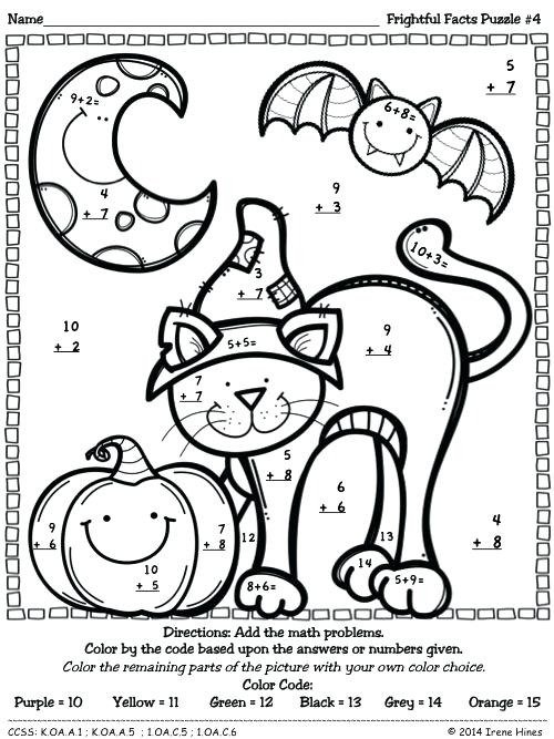 Halloween Math Worksheets Grade Dailycrazynews Color Nd Coloring