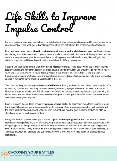 Impulse Control For Teens
