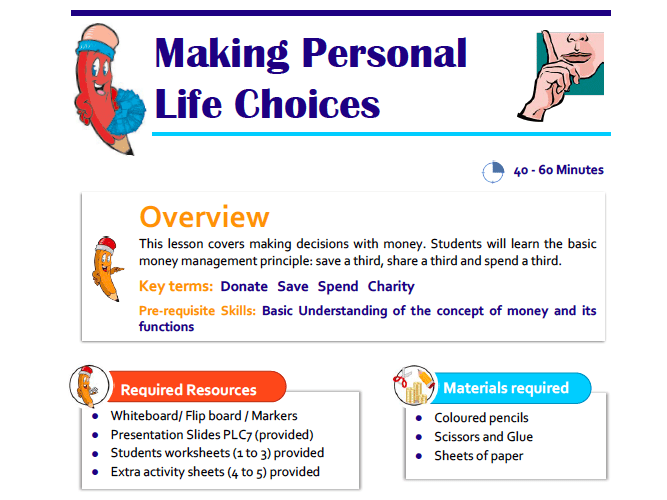 Making Personal Life Choices Lesson Plan For Ks