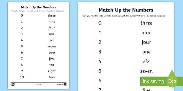 Matching Numbers To Words Worksheet Ks Teacher Made