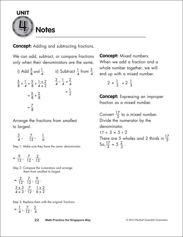 6th Grade Singapore Math Worksheets