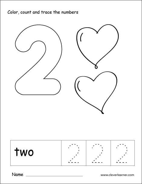 Number  Tracing And Colouring Worksheet For Kindergarten
