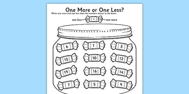 One More One Less Candy Counting Worksheet  Worksheet