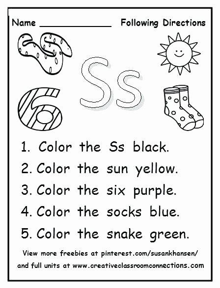 Printable Following Directions Worksheets Follow Direction