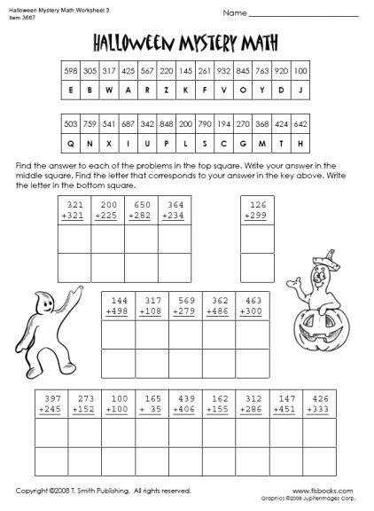 Snapshot Image Of Halloween Mystery Math Worksheet Worksheets Free