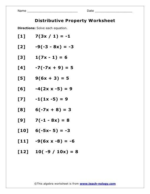 distributive property multiplication 7 times tables worksheet