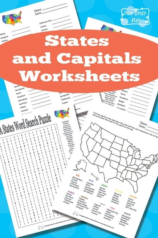 States And Capitals Worksheets