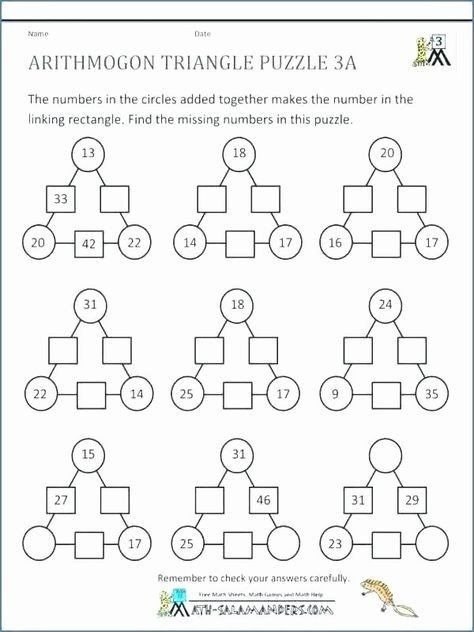 Th Grade Math Puzzle Worksheets Th Grade Math Puzzles Printable