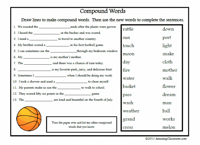 Compound Word Meaning Worksheets