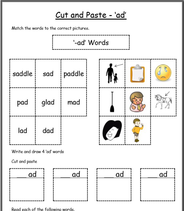 Free Cvc Words Cut And Paste Worksheets Printable Work Sheets