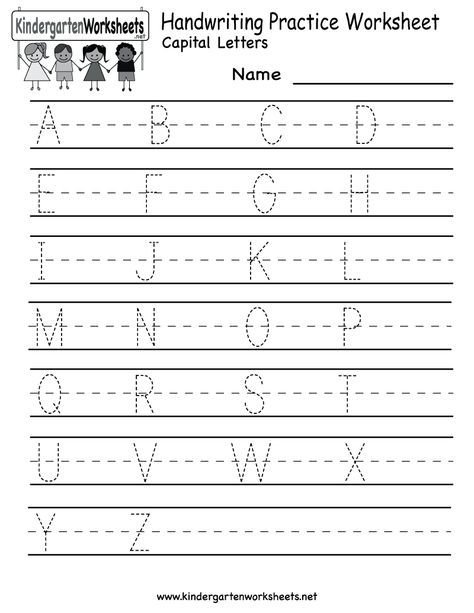 Kindergarten Handwriting Practice Worksheet Printable Writing Free