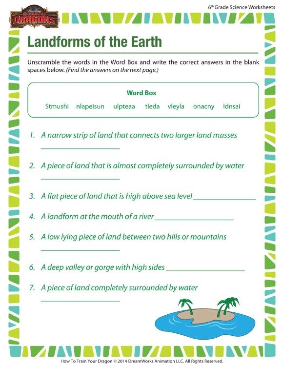 Landforms Earth Worksheet Th Grade Printable Sod Free Worksheets