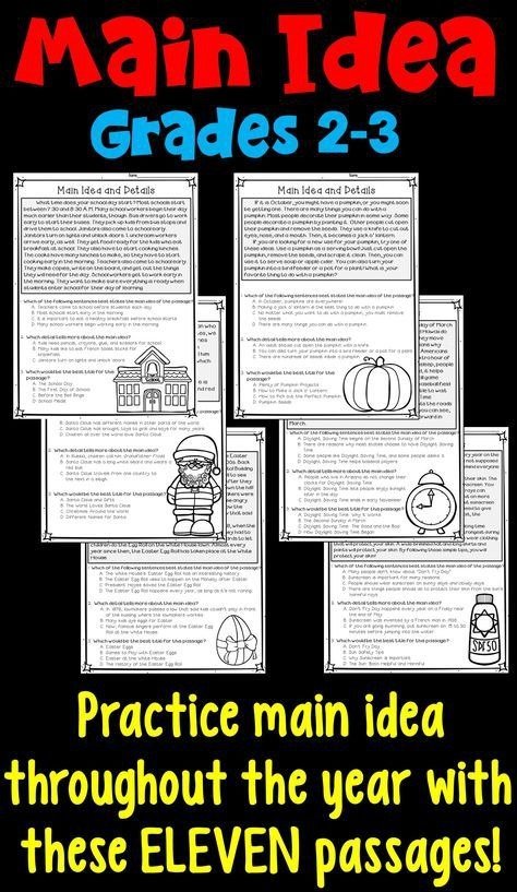 Main Idea And Supporting Details Worksheets For Nd And Rd Grade