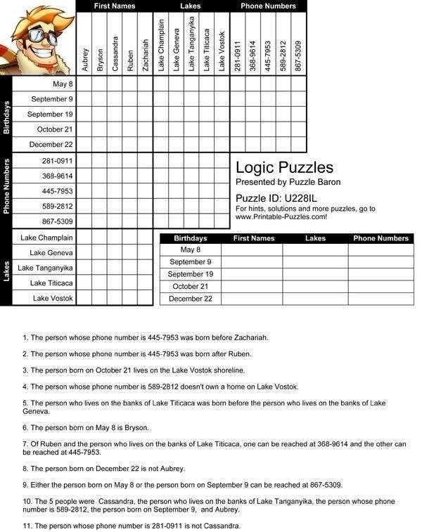 Logic Puzzle Worksheets For High School