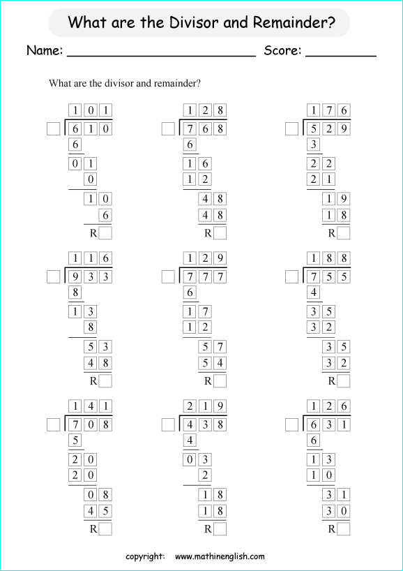 Printable Primary Math Worksheet