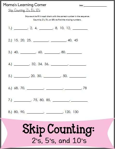 Skip Counting Worksheet S  S  S